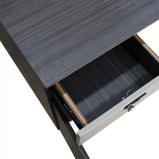 مكتب عمل مزدوج مع وحدة تخزين رمادي