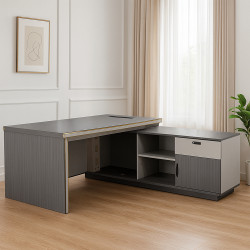 مكتب خشبي تنفيذي مع وحدة تخزين