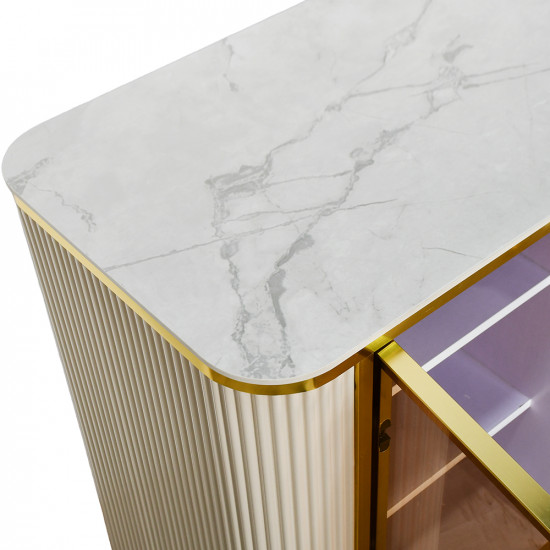 دولاب بوفيه خشب سطح رخامي 160 سم