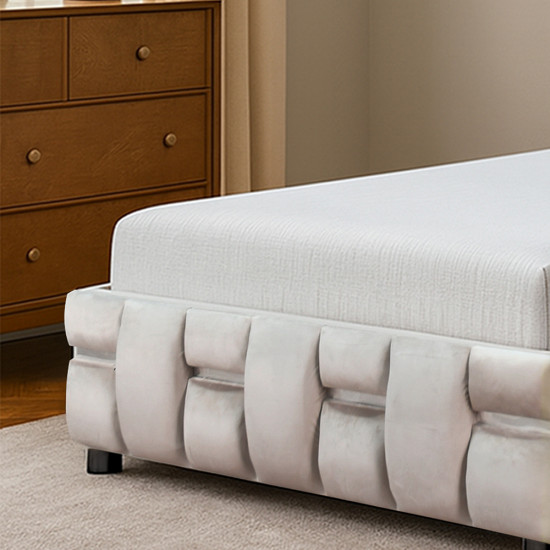 سرير خشبي بتنجيد مخملي عصري 120×200سم سرير خشبي بتنجيد مخملي عصري 120×200سم