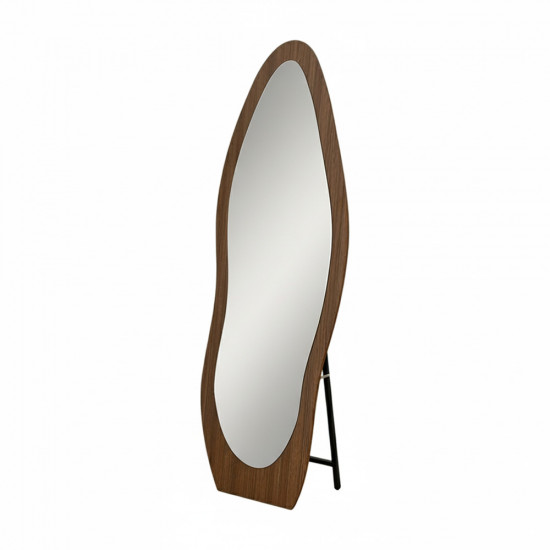 مرآة استاند معدن بإطار خشبي عصري
