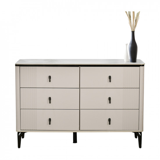 خزانة خشبية عصرية بـ 6 أدراج وسطح رخامي