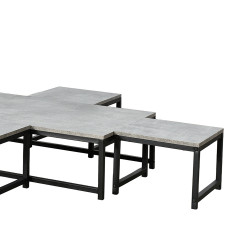 طقم طاولات خدمة 5 قطع خشبي رمادي 