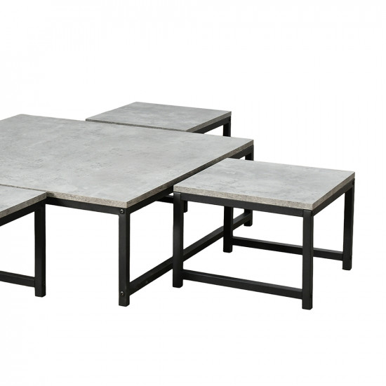 طقم طاولات خدمة 5 قطع خشبي رمادي