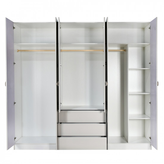 دولاب ملابس مودرن خشبي 6 باب رمادي فاتح دولاب ملابس مودرن خشبي 6 باب رمادي فاتح