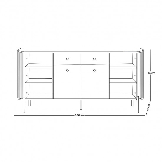 دولاب بوفيه خشب سطح رخامي 160 سم