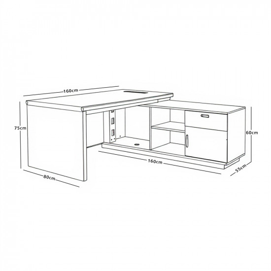 مكتب خشبي تنفيذي مع وحدة تخزين