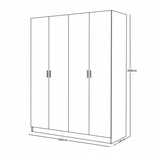 دولاب ملابس خشبي مودرن 4 باب بني دولاب ملابس خشبي مودرن 4 باب بني