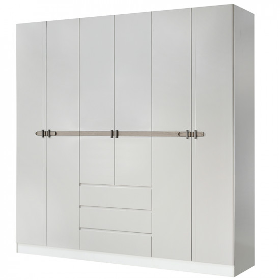 دولاب ملابس مودرن خشبي 6 باب رمادي فاتح دولاب ملابس مودرن خشبي 6 باب رمادي فاتح