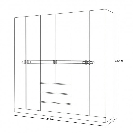 دولاب ملابس مودرن خشبي 6 باب رمادي فاتح دولاب ملابس مودرن خشبي 6 باب رمادي فاتح
