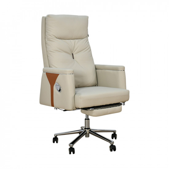 كرسي مكتب مودرن دوار جلد بيج كرسي مكتب مودرن دوار جلد بيج