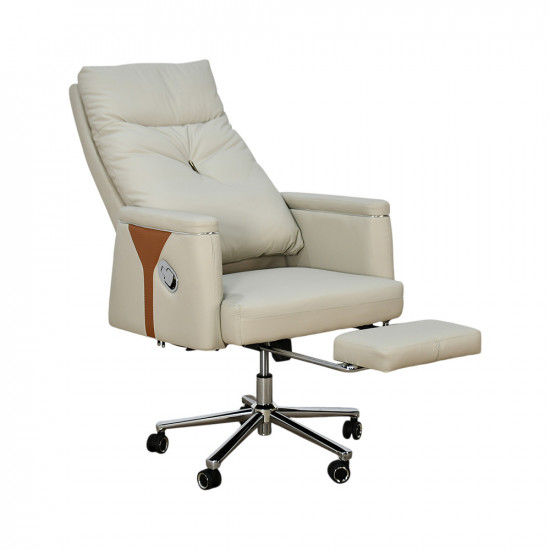 كرسي مكتب مودرن دوار جلد بيج كرسي مكتب مودرن دوار جلد بيج