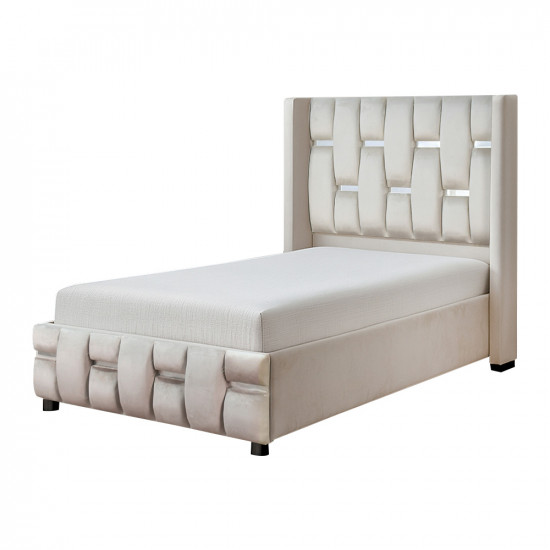 سرير خشبي بتنجيد مخملي عصري 120×200سم سرير خشبي بتنجيد مخملي عصري 120×200سم