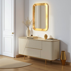 مرآة حائط اطار ذهبي