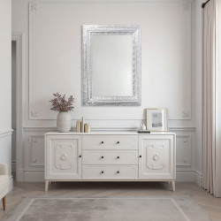 مرآة حائط اطار فضي 85×115 سم مرآة حائط اطار فضي 85×115 سم