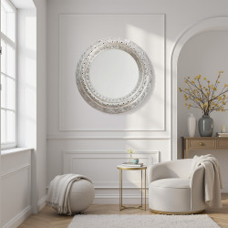 مرآة حائط اطار فضي مرآة حائط اطار فضي