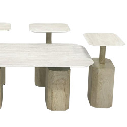 طقم طاولات خدمة 5 قطع معدني مع سطح سيراميك طقم طاولات خدمة 5 قطع معدني مع سطح سيراميك