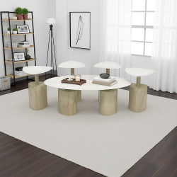 طقم طاولات خدمة 5 قطع معدني مع سطح سيراميك طقم طاولات خدمة 5 قطع معدني مع سطح سيراميك