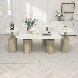 طقم طاولات خدمة 5 قطع معدني مع سطح سيراميك طقم طاولات خدمة 5 قطع معدني مع سطح سيراميك