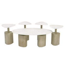 طقم طاولات خدمة 5 قطع معدني مع سطح سيراميك طقم طاولات خدمة 5 قطع معدني مع سطح سيراميك