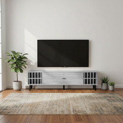 وحدة تلفاز خشبية مودرن رمادي 180 سم وحدة تلفاز خشبية مودرن رمادي 180 سم