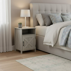 طاولة سرير جانبية خشب رمادي 60×40 سم طاولة سرير جانبية خشب رمادي 60×40 سم