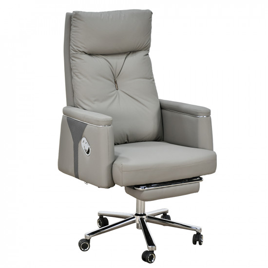 كرسي مكتب مودرن دوار جلد رمادي