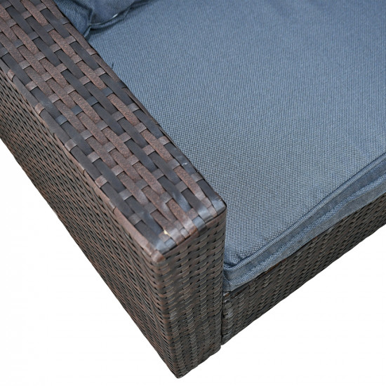 جلسة خارجية 6 مقاعد بطاولات مع تخزين رمادي