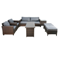 جلسة خارجية 6 مقاعد بطاولات مع تخزين رمادي جلسة خارجية 6 مقاعد بطاولات مع تخزين رمادي