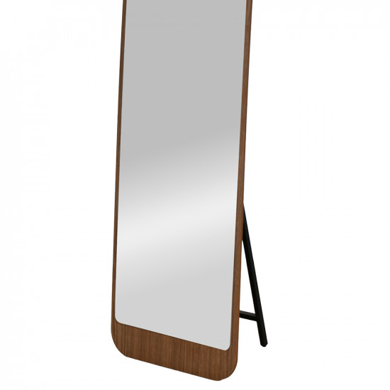 مرآة استاند معدن بإطار خشبي عصري بني مرآة استاند معدن بإطار خشبي عصري بني
