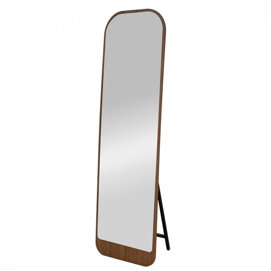 مرآة استاند معدن بإطار خشبي عصري بني مرآة استاند معدن بإطار خشبي عصري بني