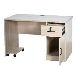 مكتب خشبي مودرن بقاعدة متحركة مع خزانة بيج مكتب خشبي مودرن بقاعدة متحركة مع خزانة بيج