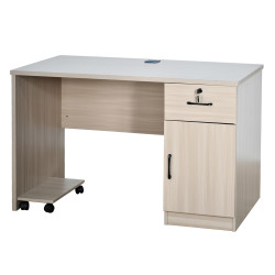 مكتب خشبي مودرن بقاعدة متحركة مع خزانة بيج مكتب خشبي مودرن بقاعدة متحركة مع خزانة بيج