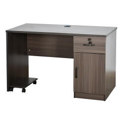 مكتب خشبي مودرن بقاعدة متحركة مع خزانة مكتب خشبي مودرن بقاعدة متحركة مع خزانة