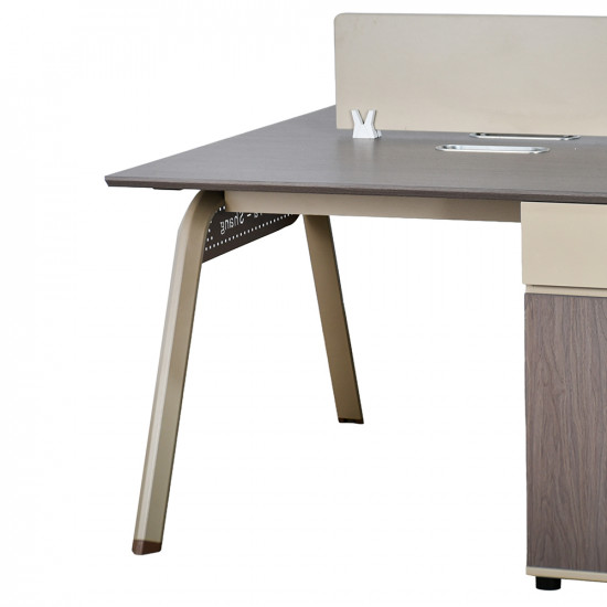 مكتب عمل مزدوج خشبي مع وحدات تخزين