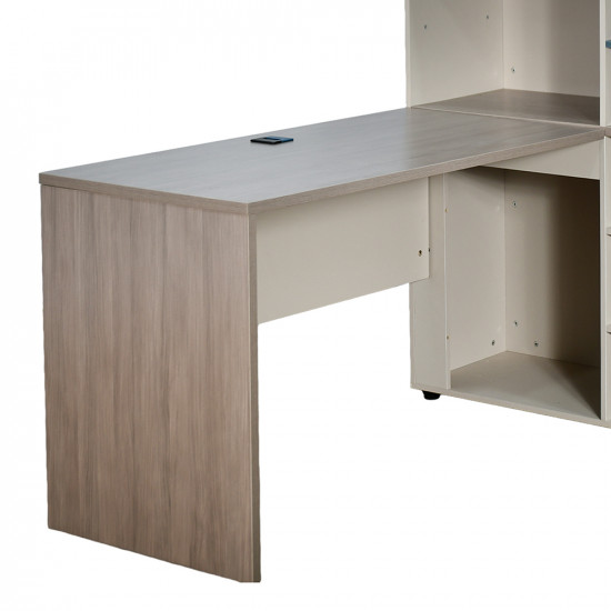 مكتب تنفيذي مودرن خشبي مع وحدات تخزين وأرفف