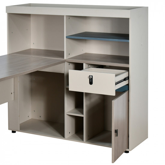 مكتب تنفيذي مودرن خشبي مع وحدات تخزين وأرفف