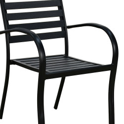 كرسي مفرد خارجي بلاستيك مع هيكل معدني أسود كرسي مفرد خارجي بلاستيك مع هيكل معدني أسود