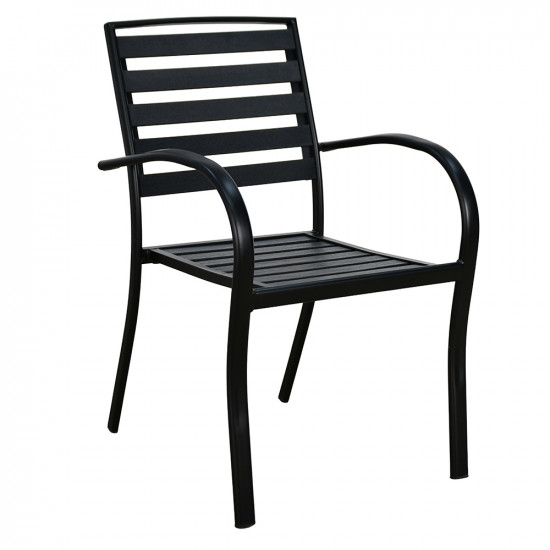 كرسي مفرد خارجي بلاستيك مع هيكل معدني أسود كرسي مفرد خارجي بلاستيك مع هيكل معدني أسود