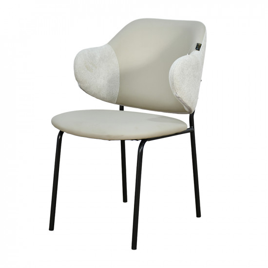 كرسي مفرد مودرن جلد بأرجل معدنية رمادي فاتح كرسي مفرد مودرن جلد بأرجل معدنية رمادي فاتح