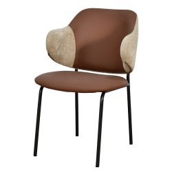 كرسي مفرد مودرن جلد مع أرجل معدنية بني كرسي مفرد مودرن جلد مع أرجل معدنية بني