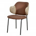 كرسي مفرد مودرن جلد مع أرجل معدنية بني