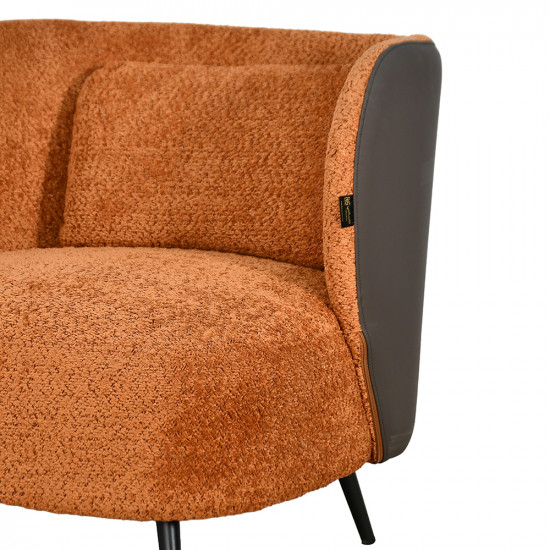 كرسي مفرد فخم مودرن قماش بظهر جلد برتقالي كرسي مفرد فخم مودرن قماش بظهر جلد برتقالي