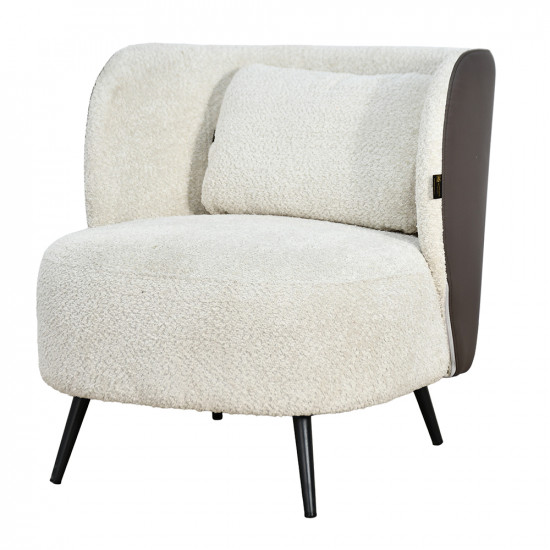 كرسي مفرد فخم مودرن قماش بظهر جلد بيج كرسي مفرد فخم مودرن قماش بظهر جلد بيج