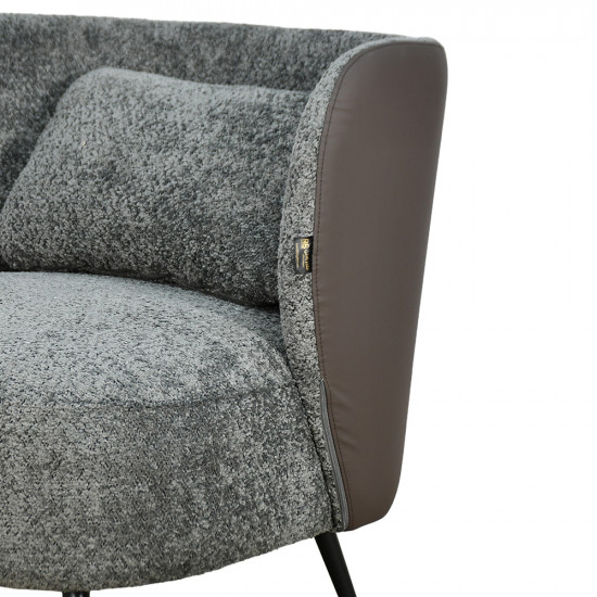 كرسي مفرد فخم مودرن قماش بظهر جلد رمادي غامق كرسي مفرد فخم مودرن قماش بظهر جلد رمادي غامق