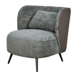 كرسي مفرد فخم مودرن قماش بظهر جلد رمادي غامق كرسي مفرد فخم مودرن قماش بظهر جلد رمادي غامق