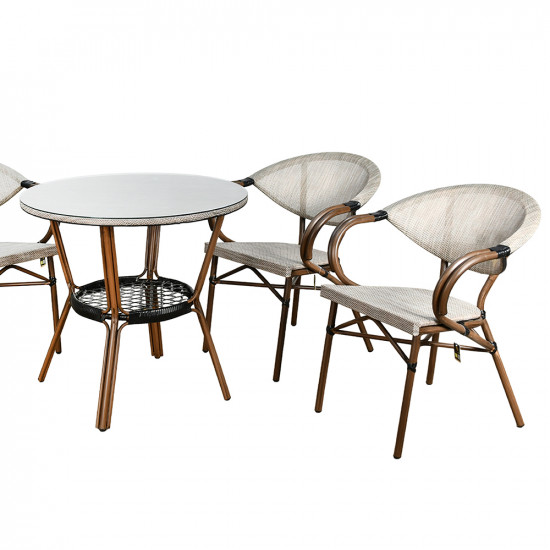 جلسة خارجية 4 مقاعد و طاولة بسطح زجاجي جلسة خارجية 4 مقاعد و طاولة بسطح زجاجي