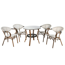 جلسة خارجية 4 مقاعد و طاولة بسطح زجاجي جلسة خارجية 4 مقاعد و طاولة بسطح زجاجي