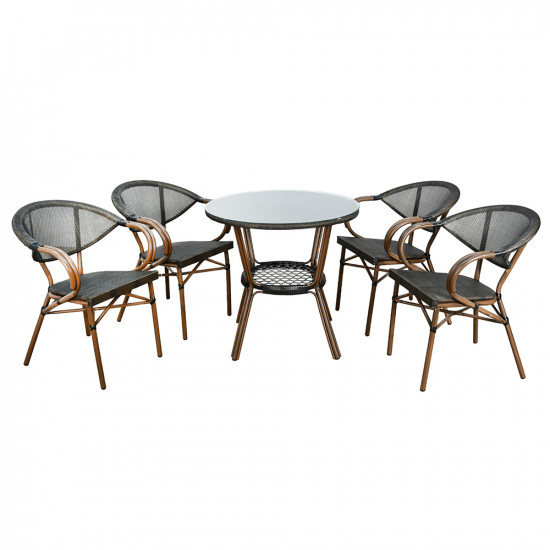 جلسة خارجية 4 مقاعد و طاولة بسطح زجاجي جلسة خارجية 4 مقاعد و طاولة بسطح زجاجي