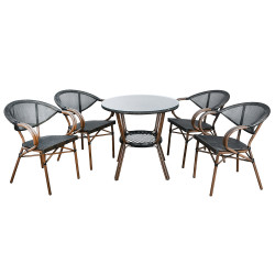 جلسة خارجية 4 مقاعد و طاولة بسطح زجاجي جلسة خارجية 4 مقاعد و طاولة بسطح زجاجي